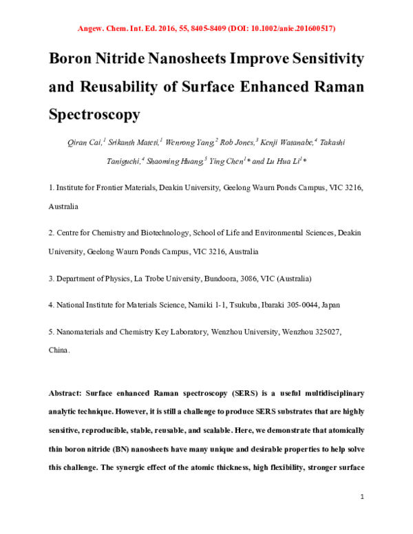 (PDF) Boron Nitride Nanosheets Improve Sensitivity and Reusability of ...