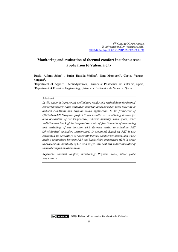 (PDF) Monitoring and evaluation of thermal comfort in urban areas ...