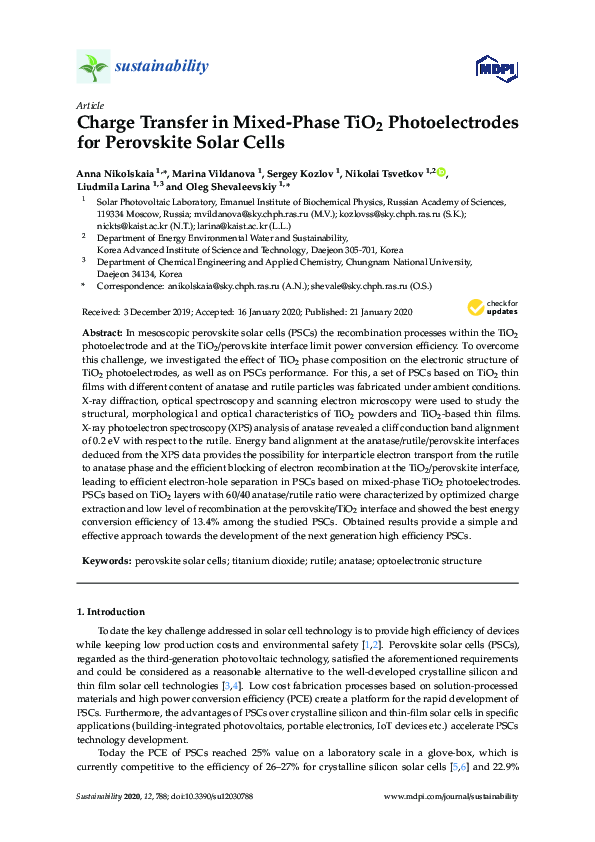 (PDF) Charge Transfer in Mixed-Phase TiO2 Photoelectrodes for ...
