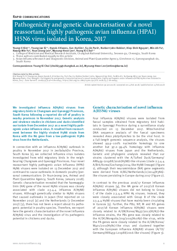 (PDF) Pathogenicity and genetic characterisation of a novel reassortant ...