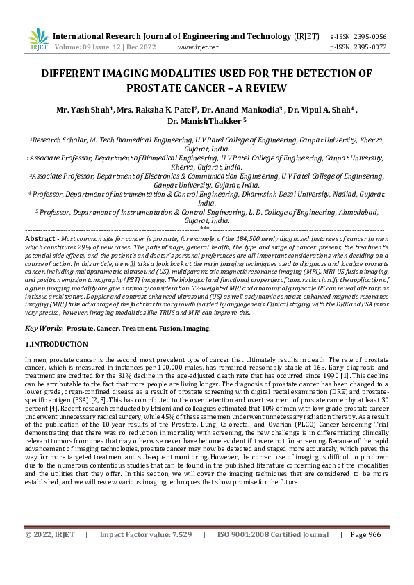(PDF) DIFFERENT IMAGING MODALITIES USED FOR THE DETECTION OF PROSTATE ...