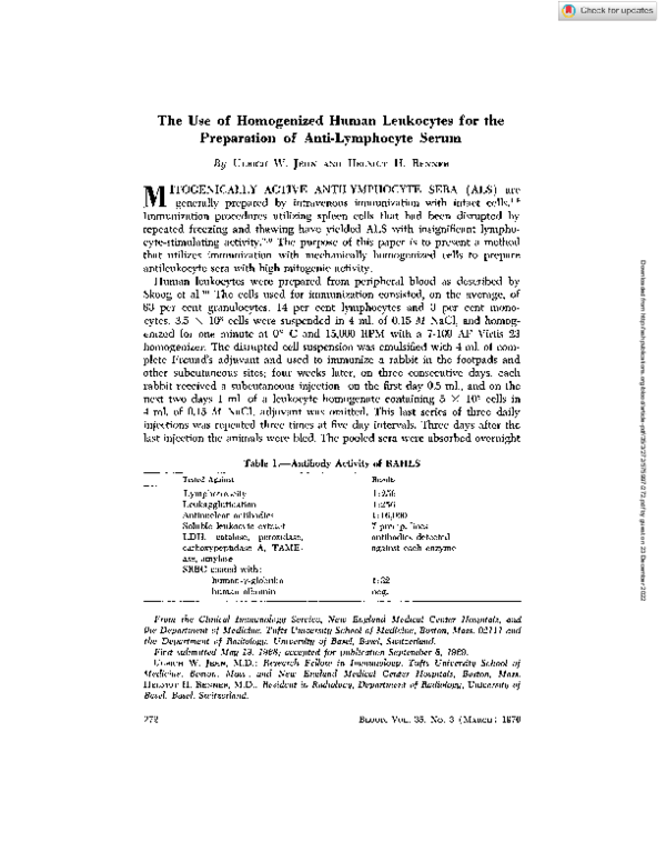 (PDF) The Use of Homogenized Human Leukocytes for the Preparation of ...