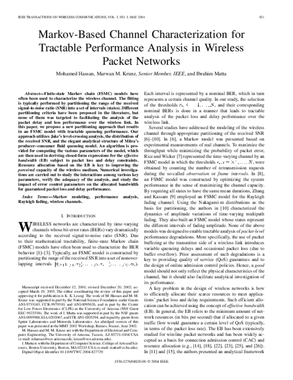 (PDF) Markov-Based Channel Characterization for Tractable Performance ...