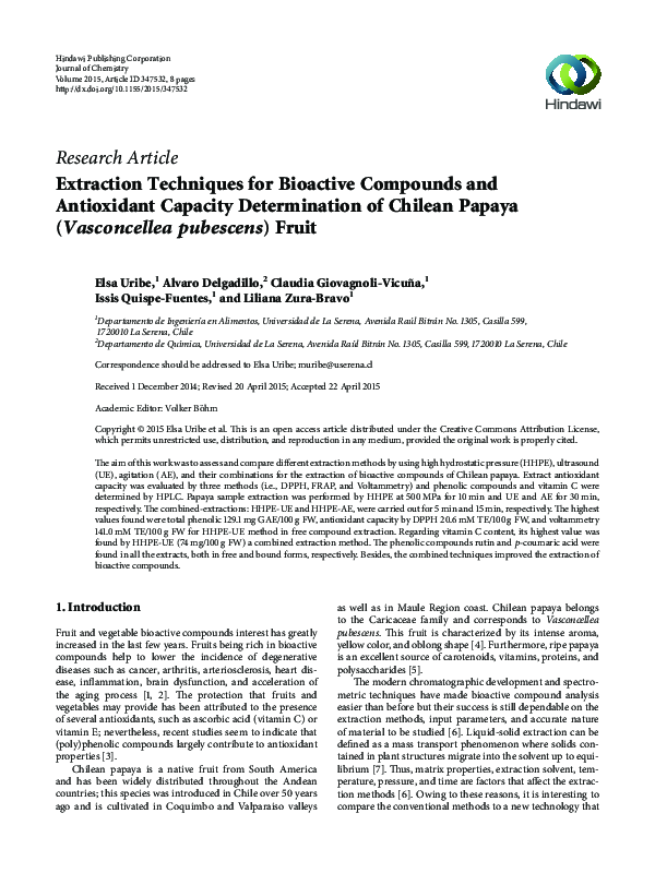 (PDF) Extraction Techniques for Bioactive Compounds and Antioxidant ...