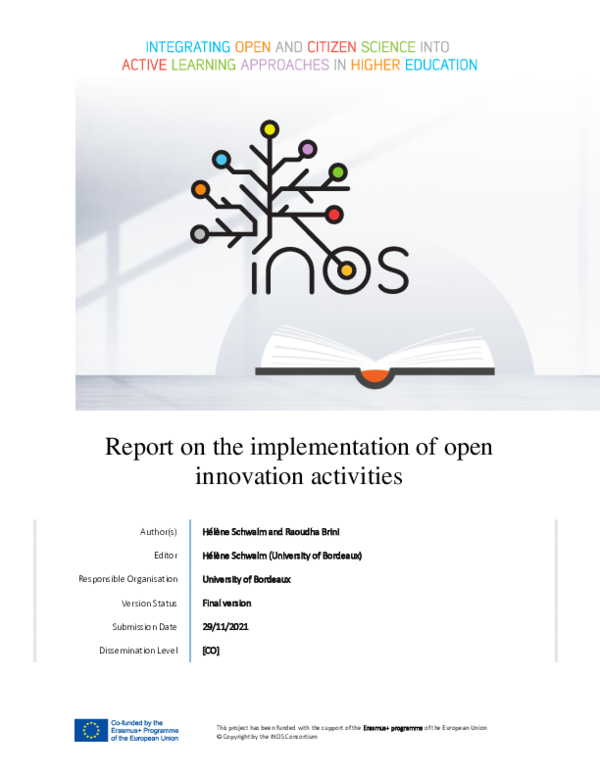 (PDF) Report on the implementation of open innovation activities