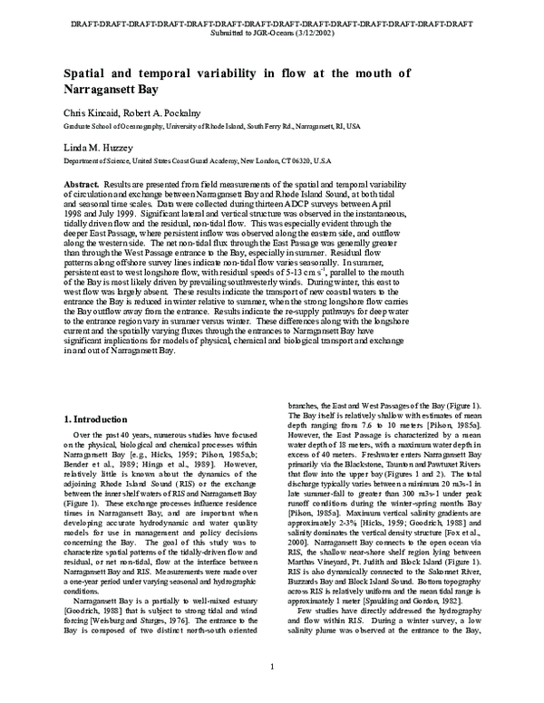 (PDF) Spatial and temporal variability in flow at the mouth of ...