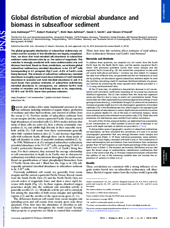 (PDF) Global distribution of microbial abundance and biomass in ...