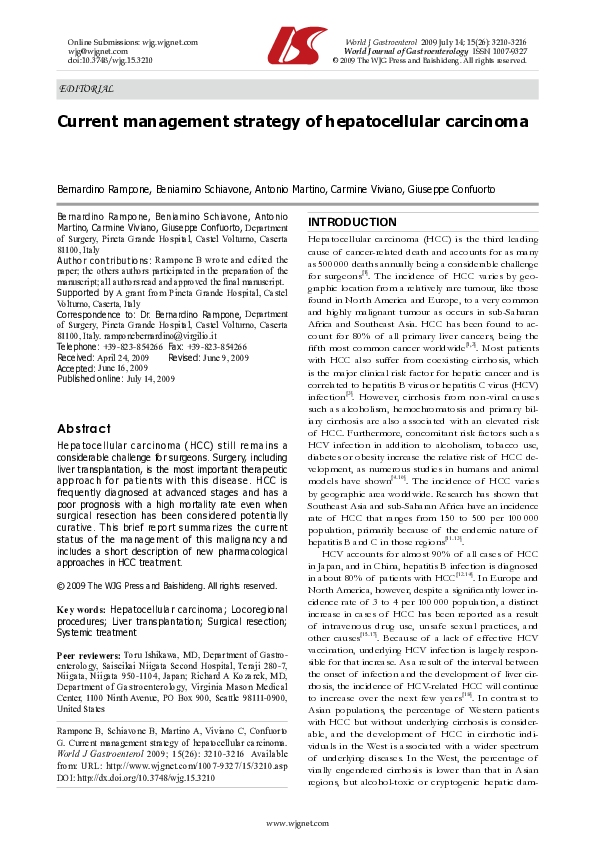 (PDF) Current management strategy of hepatocellular carcinoma