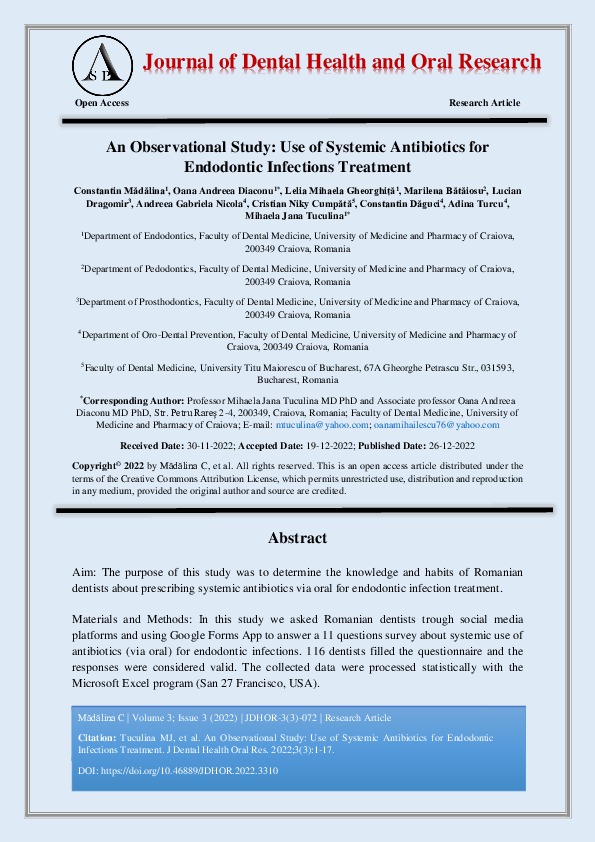 (PDF) An Observational Study Use of Systemic Antibiotics for