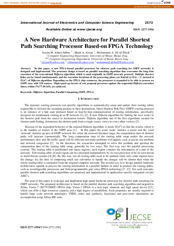 (PDF) A New Hardware Architecture for Parallel Shortest Path Searching ...