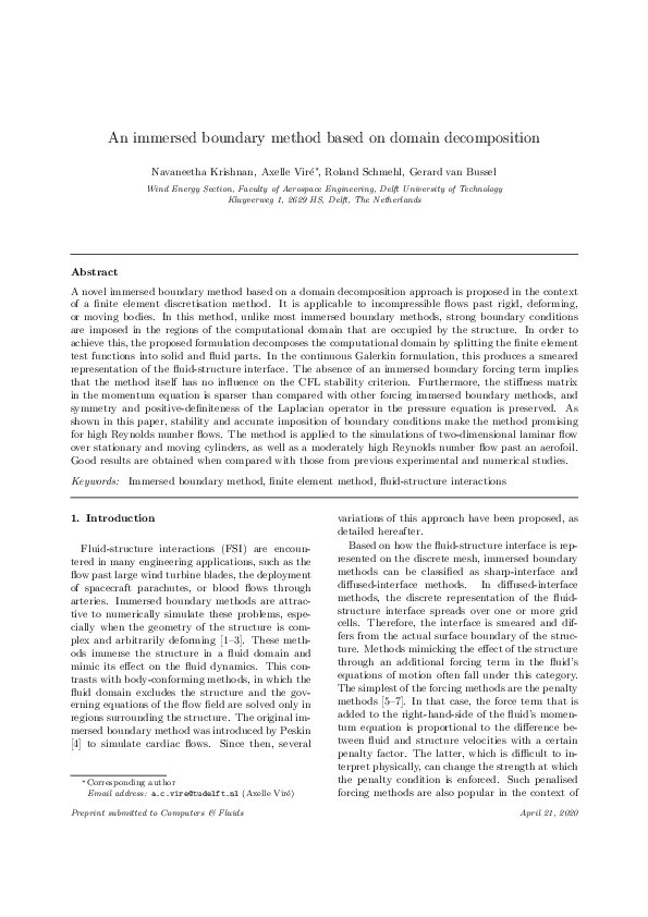 (PDF) An immersed boundary method based on domain decomposition