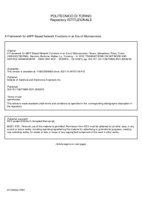 (PDF) A Framework for eBPF-Based Network Functions in an Era of ...