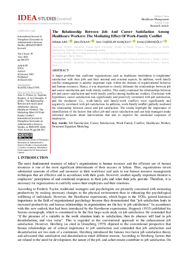 (PDF) The Relationship Between Job And Career Satisfaction Among ...