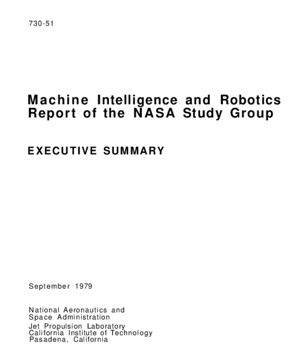 (PDF) Machine Intelligence and Robotics Report of the NASA Study Group