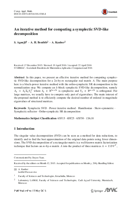 (PDF) An iterative method for computing a symplectic SVD-like decomposition