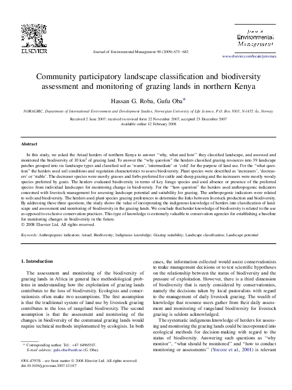 (PDF) Community participatory landscape classification and biodiversity ...