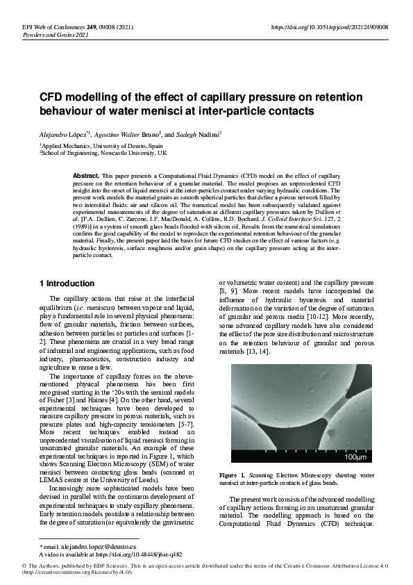 (PDF) CFD modelling of the effect of capillary pressure on retention ...