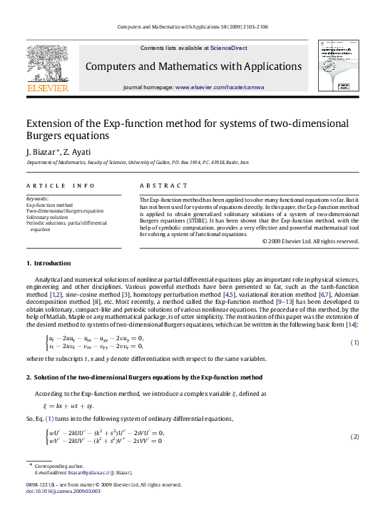 (PDF) Extension of the Exp-function method for systems of two ...