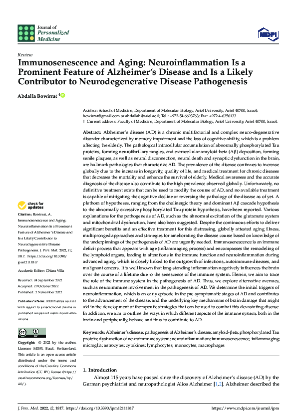 (PDF) Immunosenescence and Aging: Neuroinflammation Is a Prominent ...