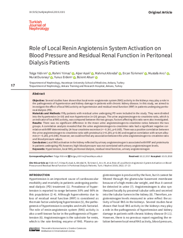 (PDF) Role of Local Renin Angiotensin System Activation on Blood ...