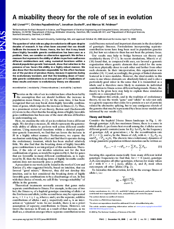 A mixability theory for the role of sex in evolution