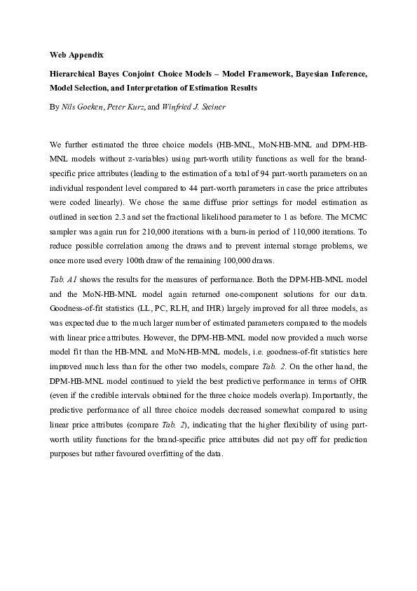  pdf hierarchical bayes conjoint choice models model framework