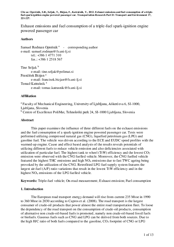 (PDF) Exhaust emissions and fuel consumption of a triple-fuel spark ...