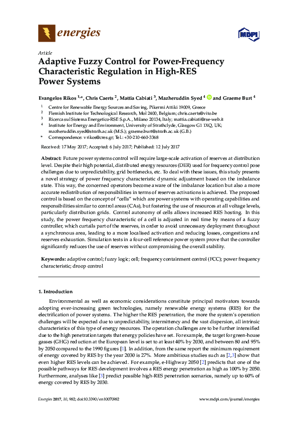 (PDF) Adaptive Fuzzy Control for Power-Frequency Characteristic ...
