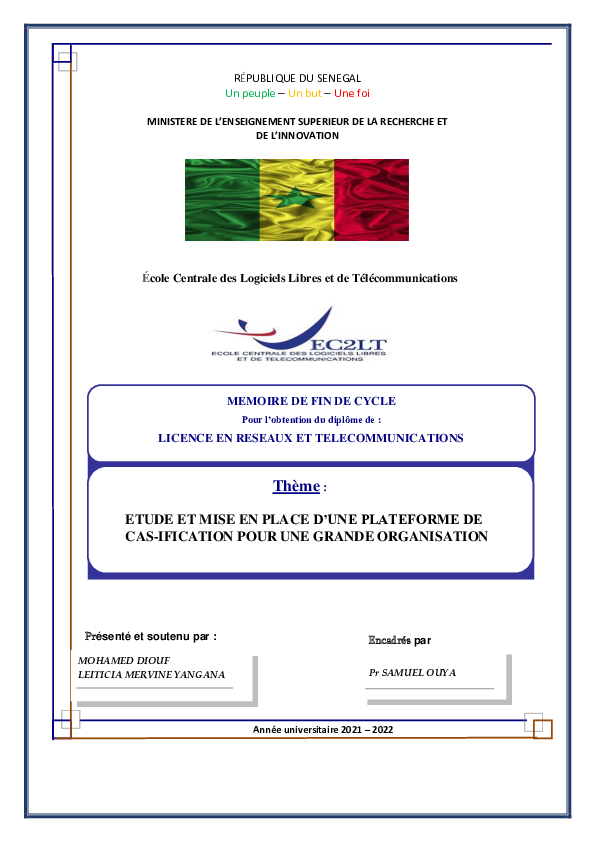 (PDF) Etude et mise en place d'une plateforme de CAS-ification pour une ...