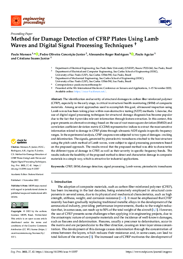 (PDF) Method for Damage Detection of CFRP Plates Using Lamb Waves and ...