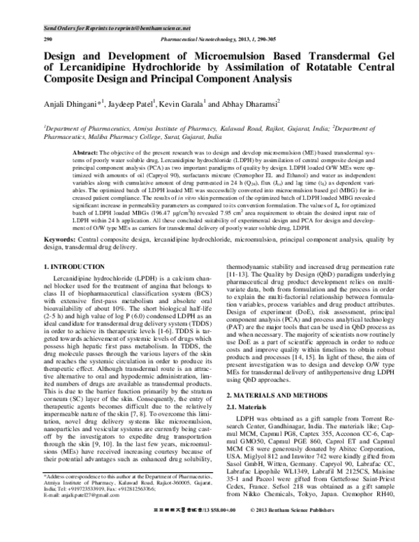 (PDF) Design and Development of Microemulsion Based Transdermal Gel of ...