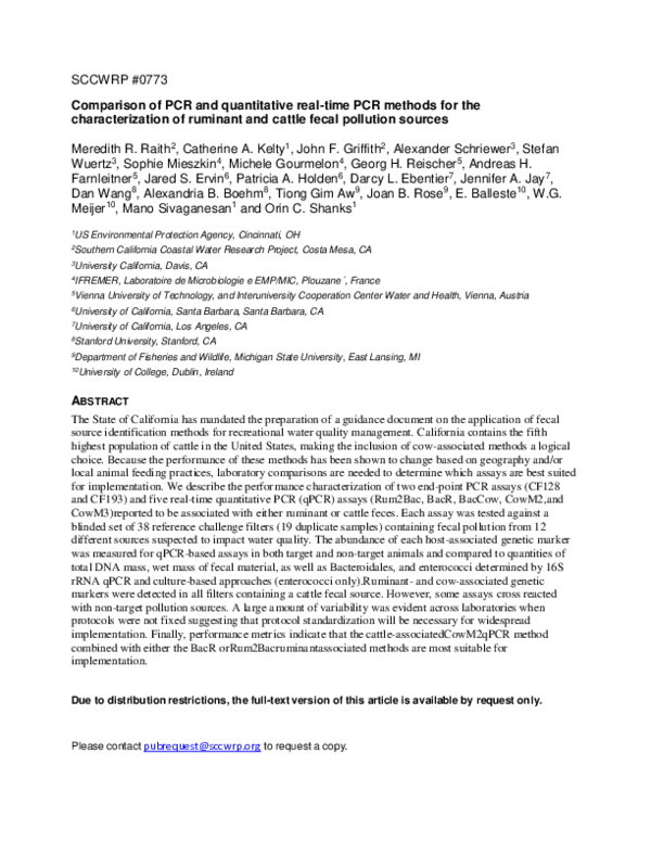 (PDF) Comparison of PCR and quantitative real-time PCR methods for the ...