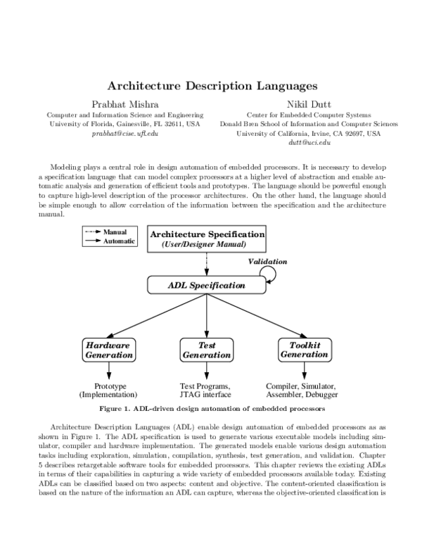 (PDF) Architecture Description Languages Stefan Björnander Academia.edu
