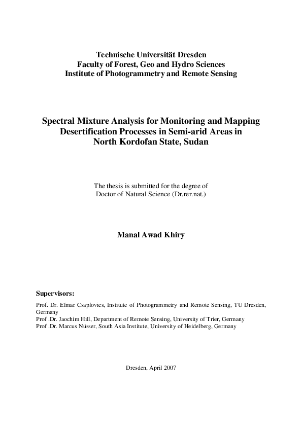 (PDF) Spectral mixture analysis for monitoring and mapping ...