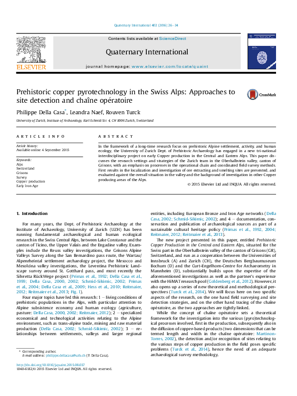 (PDF) Prehistoric copper pyrotechnology in the Swiss Alps: Approaches ...