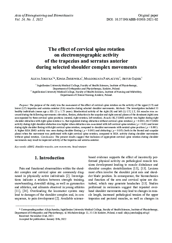 (PDF) The effect of cervical spine rotation on electromyographic ...