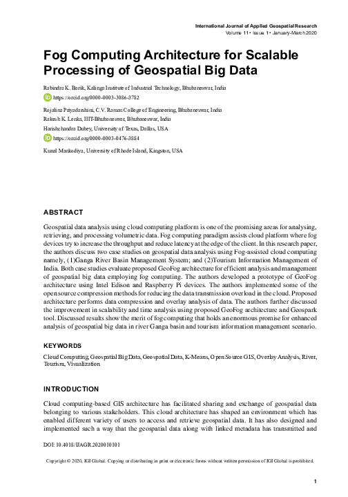 (PDF) Fog Computing Architecture for Scalable Processing of Geospatial ...