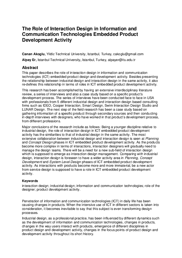 (PDF) The role of interaction design in information and communication ...