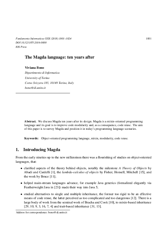 (PDF) The Magda Language: Ten Years After