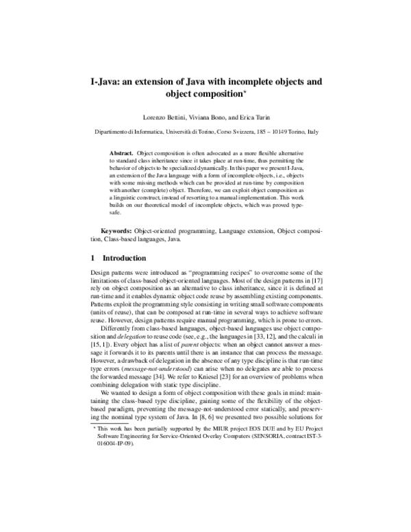 (PDF) I-Java: An Extension of Java with Incomplete Objects and Object ...