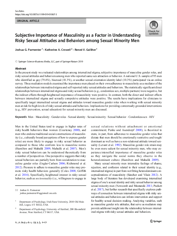 (PDF) Subjective Importance of Masculinity as a Factor in Understanding ...