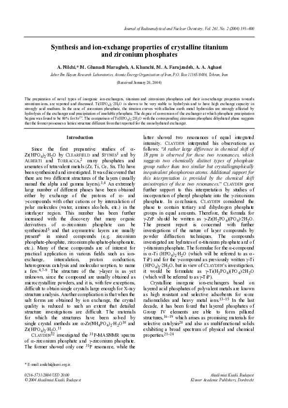 (PDF) Synthesis and ion-exchange properties of crystalline titanium and ...