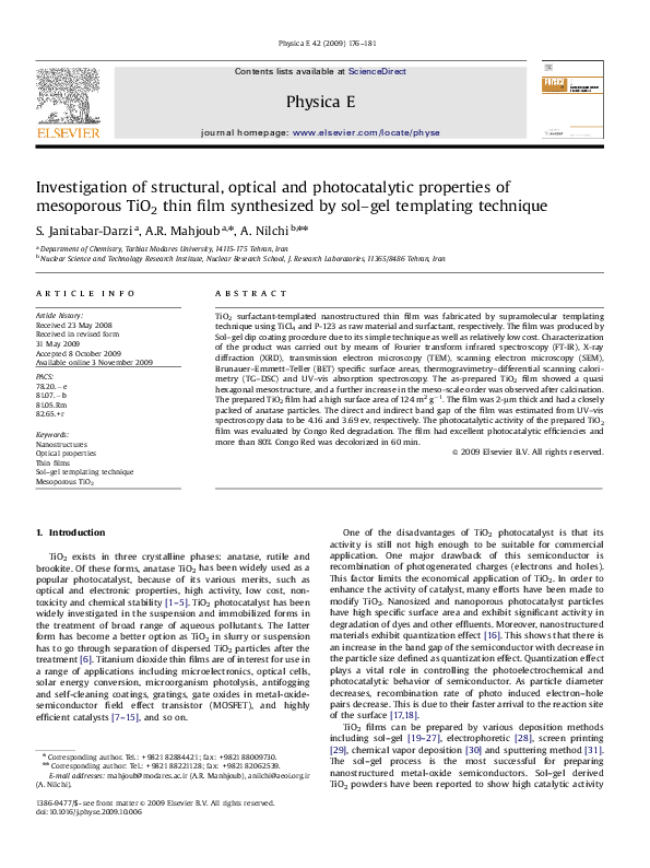 (PDF) Investigation of structural, optical and photocatalytic ...