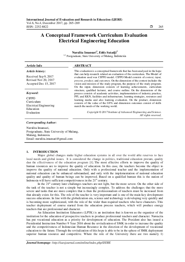 (PDF) A Conceptual Framework Curriculum Evaluation Electrical ...
