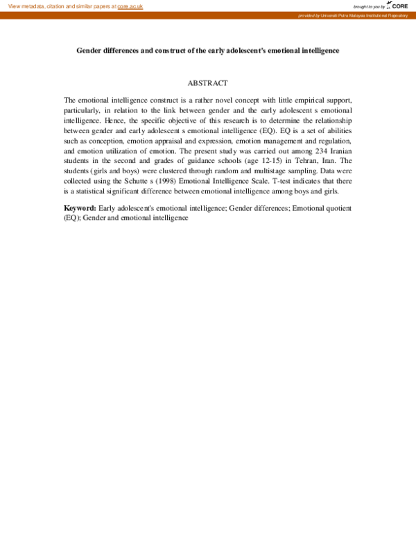 (PDF) Gender differences and construct of the early adolescent's ...