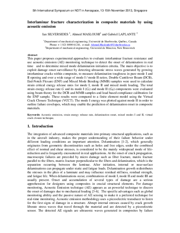 (PDF) Interlaminar fracture characterization in composite materials by ...