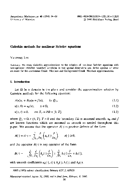 (PDF) Galerkin methods for nonlinear Sobolev equations