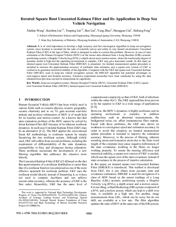 (PDF) Iterated square root unscented Kalman filter and its application ...