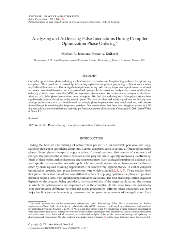 (PDF) Analyzing and addressing false interactions during compiler ...