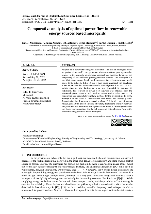 (PDF) Comparative analysis of optimal power flow in renewable energy ...